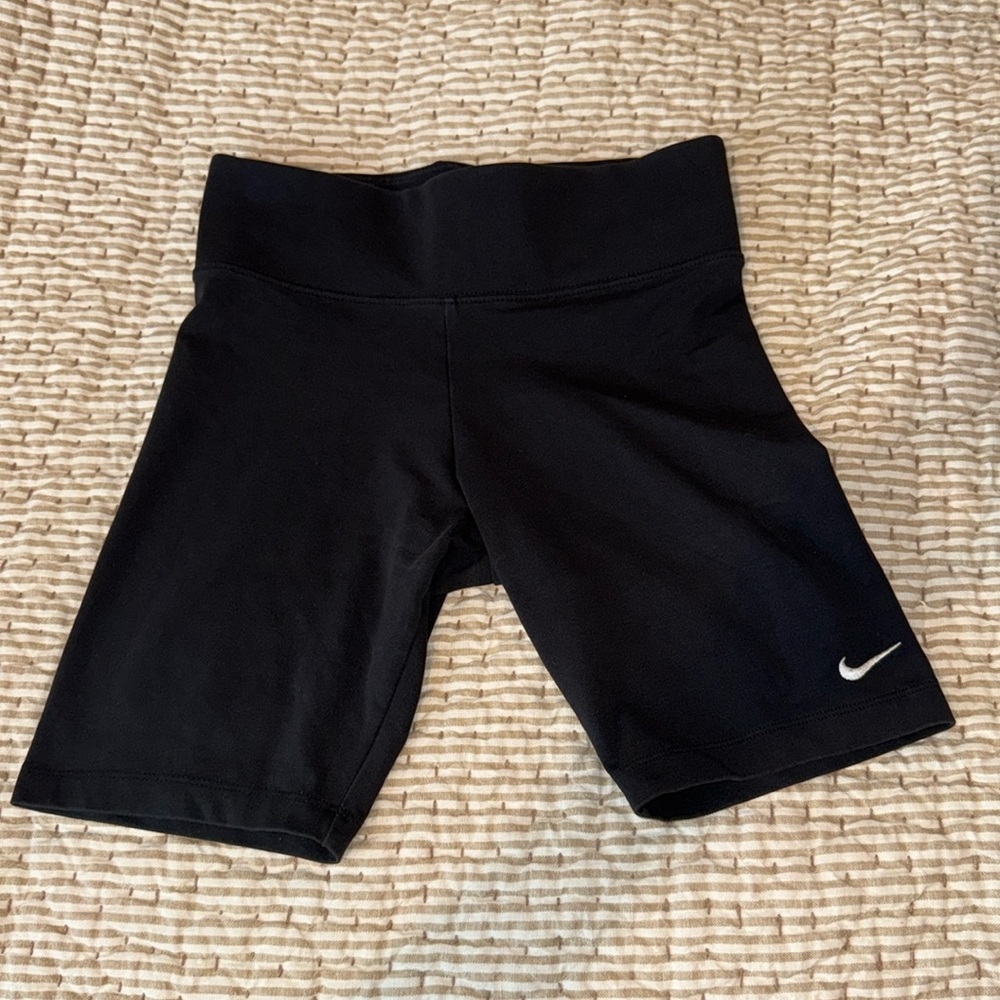 Nike Black Athletic Bike Shorts with White Swoosh